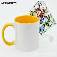 Sunmeta sublimation ceramic mug inner handle color mug 11oz sublimation mugs
